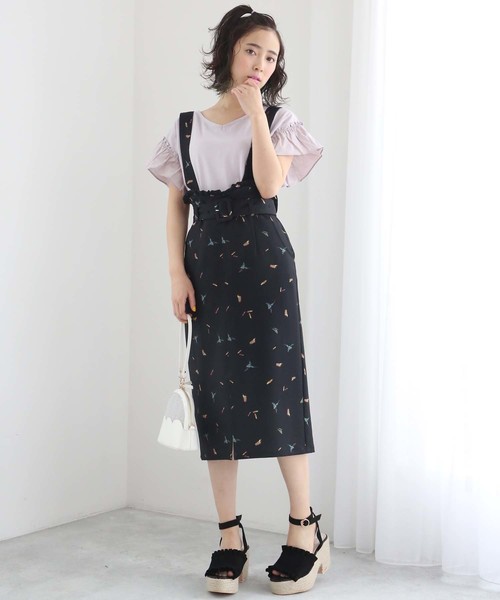 one after another NICE CLAUP(ワンアフターアナザーナイスクラップ)の「袖フリル切替えTシャツ(Tシャツ/カットソー・レディース・ベージュ/オフホワイト/サックスブルー/ラベンダー/スミクロ・FREE)」の6枚目の写真