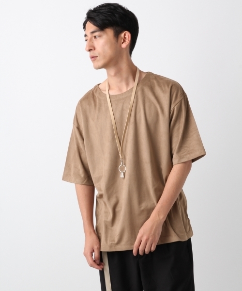 RAGEBLUE（レイジブルー）の「フェイクスウェードドロップクルー/802474（Tシャツ/カットソー・メンズ・ベージュ/ネイビー/ブルー/ワインレッド・SMALL/MEDIUM/LARGE）」の2枚目の写真