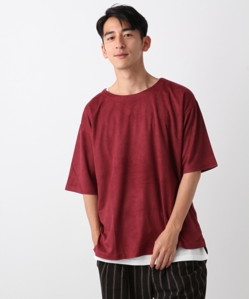 RAGEBLUE（レイジブルー）の「フェイクスウェードドロップクルー/802474（Tシャツ/カットソー・メンズ・ベージュ/ネイビー/ブルー/ワインレッド・SMALL/MEDIUM/LARGE）」の4枚目の写真