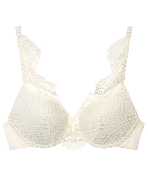 ANNEBRA(アンブラ)の「「ANNEBRA/アンブラ」Floral デコルテレース3/4モールドカップブラジャー(ブラ)」|ホワイト