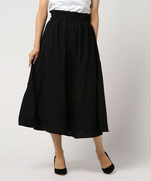 coca（coca）（コカ）の「ウエストギャザーフレアロングスカート（スカート・レディース・ブラック/ベージュ/マスタード/パープル/ブラウン/カーキ・ONE SIZE）」の2枚目の写真