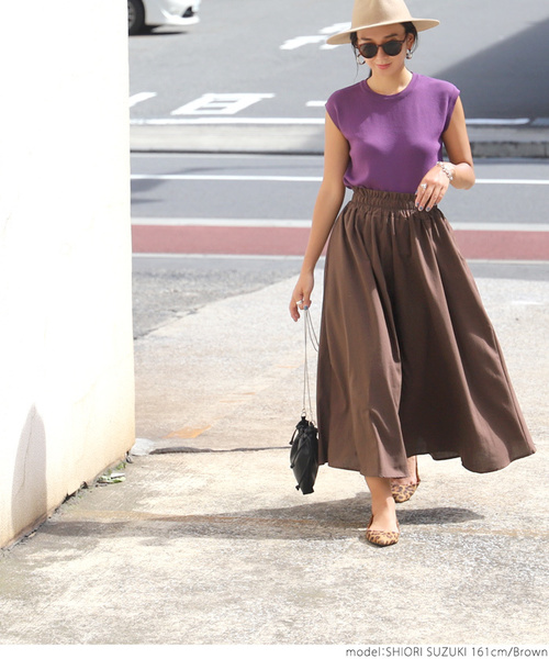 coca（coca）（コカ）の「ウエストギャザーフレアロングスカート（スカート・レディース・ブラック/ベージュ/マスタード/パープル/ブラウン/カーキ・ONE SIZE）」の20枚目の写真