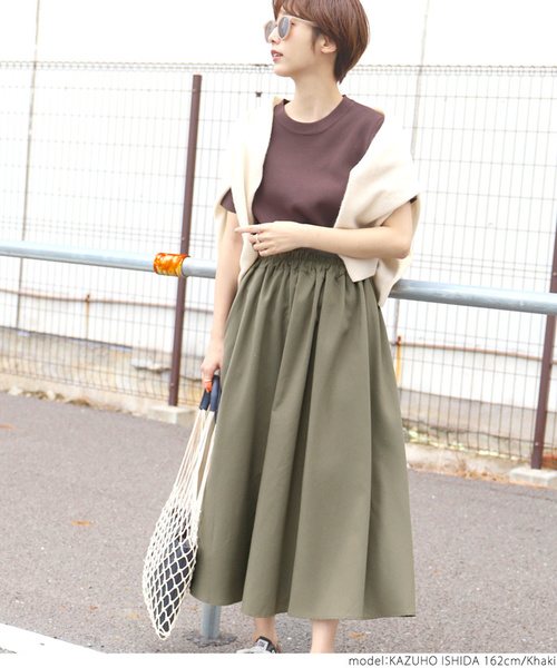 coca（coca）（コカ）の「ウエストギャザーフレアロングスカート（スカート・レディース・ブラック/ベージュ/マスタード/パープル/ブラウン/カーキ・ONE SIZE）」の11枚目の写真