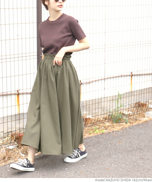 coca（coca）（コカ）の「ウエストギャザーフレアロングスカート（スカート・レディース・ブラック/ベージュ/マスタード/パープル/ブラウン/カーキ・ONE SIZE）」の13枚目の写真