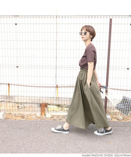 coca（coca）（コカ）の「ウエストギャザーフレアロングスカート（スカート・レディース・ブラック/ベージュ/マスタード/パープル/ブラウン/カーキ・ONE SIZE）」の14枚目の写真