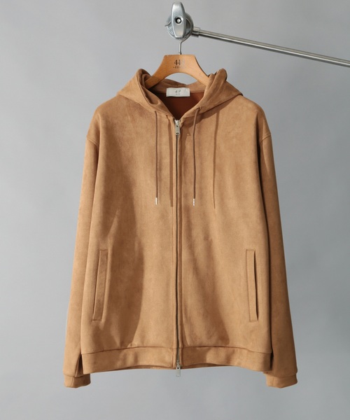 417 EDIFICE(フォーワンセブンエディフィス)の「◆フェイク スウェード フードパーカー(パーカー・メンズ・ブラック/グレー/キャメル・S/M/L)」の1枚目の写真