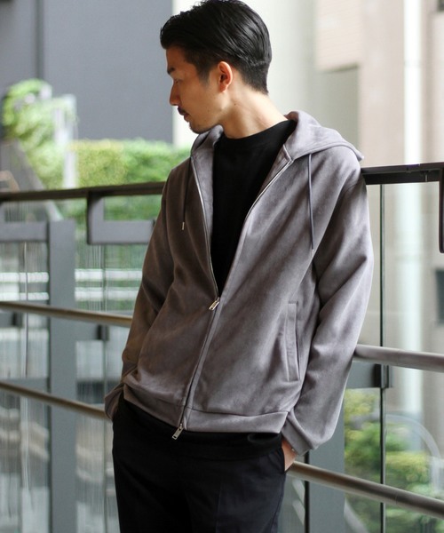 417 EDIFICE(フォーワンセブンエディフィス)の「◆フェイク スウェード フードパーカー(パーカー・メンズ・ブラック/グレー/キャメル・S/M/L)」の6枚目の写真