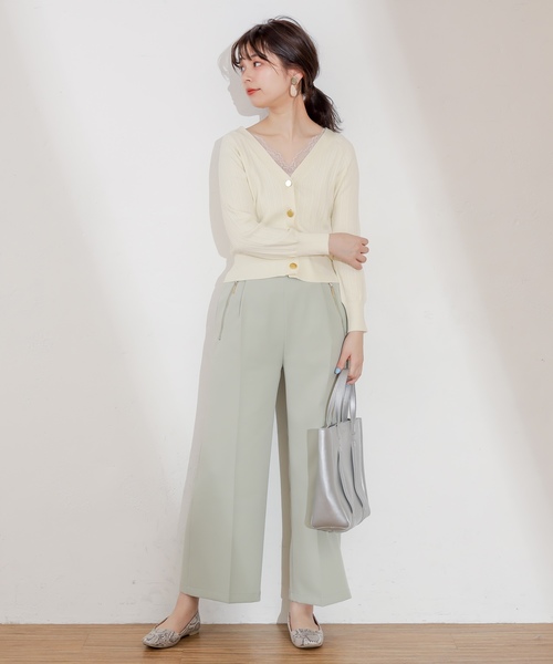 natural couture（ナチュラルクチュール）の「プチプラ金ボタンリブカーディガン（カーディガン/ボレロ・レディース・アイボリー/ベージュ/ライム/ネイビー/ラベンダー・FREE）」の6枚目の写真