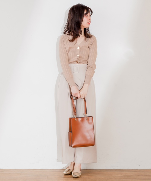 natural couture（ナチュラルクチュール）の「プチプラ金ボタンリブカーディガン（カーディガン/ボレロ・レディース・アイボリー/ベージュ/ライム/ネイビー/ラベンダー・FREE）」の9枚目の写真