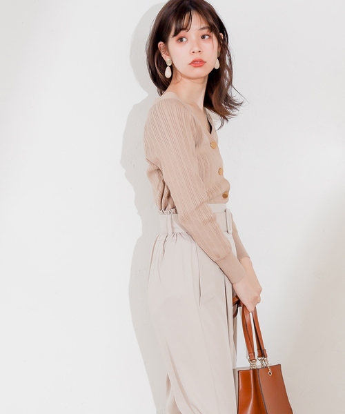 natural couture（ナチュラルクチュール）の「プチプラ金ボタンリブカーディガン（カーディガン/ボレロ・レディース・アイボリー/ベージュ/ライム/ネイビー/ラベンダー・FREE）」の10枚目の写真