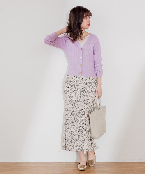 natural couture（ナチュラルクチュール）の「プチプラ金ボタンリブカーディガン（カーディガン/ボレロ・レディース・アイボリー/ベージュ/ライム/ネイビー/ラベンダー・FREE）」の18枚目の写真