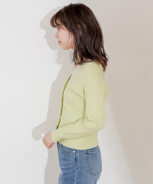 natural couture（ナチュラルクチュール）の「プチプラ金ボタンリブカーディガン（カーディガン/ボレロ・レディース・アイボリー/ベージュ/ライム/ネイビー/ラベンダー・FREE）」の22枚目の写真