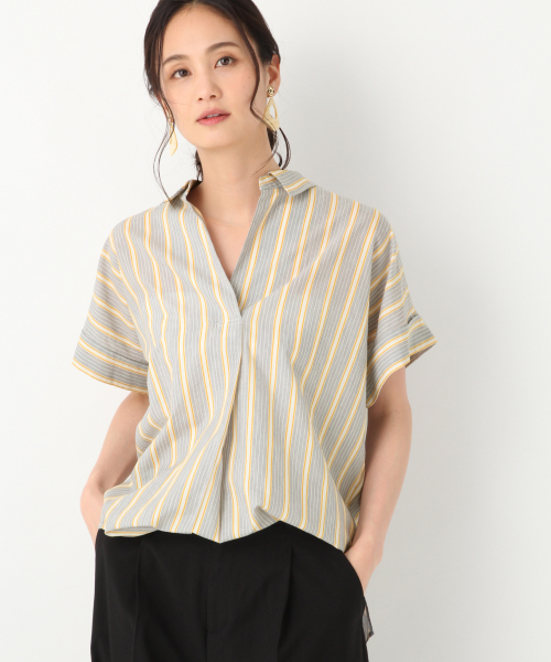 GLOBAL WORK（グローバルワーク）の「サラサラスキッパーシャツ半袖/822498（シャツ/ブラウス・レディース・ホワイト/ライトブルー/ブルー/ライトグリーン/マスタード/ダークブルー・MEDIUM/LARGE）」の6枚目の写真