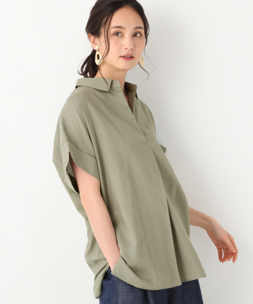 GLOBAL WORK（グローバルワーク）の「サラサラスキッパーシャツ半袖/822498（シャツ/ブラウス・レディース・ホワイト/ライトブルー/ブルー/ライトグリーン/マスタード/ダークブルー・MEDIUM/LARGE）」の16枚目の写真