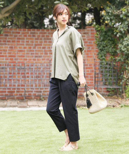 GLOBAL WORK（グローバルワーク）の「サラサラスキッパーシャツ半袖/822498（シャツ/ブラウス・レディース・ホワイト/ライトブルー/ブルー/ライトグリーン/マスタード/ダークブルー・MEDIUM/LARGE）」の18枚目の写真