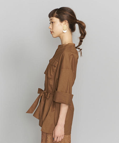 BEAUTY&YOUTH UNITED ARROWS（ビューティーアンドユースユナイテッドアローズ）の「BY ビッグシャツジャケット о（シャツ/ブラウス・レディース・ブラウン/オフホワイト/オリーブ・FREE）」の6枚目の写真