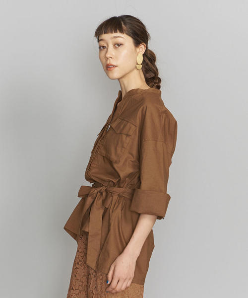 BEAUTY&YOUTH UNITED ARROWS（ビューティーアンドユースユナイテッドアローズ）の「BY ビッグシャツジャケット о（シャツ/ブラウス・レディース・ブラウン/オフホワイト/オリーブ・FREE）」の14枚目の写真