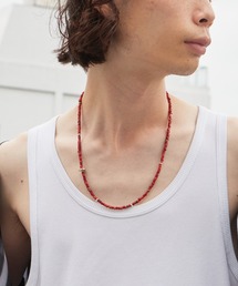 Akashic Tree（アカシックツリー）の「AkashicTree / アカシックツリー WHITE HEART BEADS NECKLACE メンズ 夏物 夏服（ネックレス）」