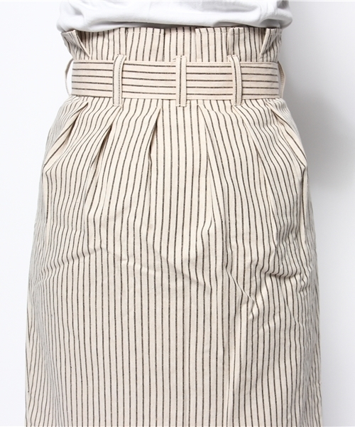 MYSELF ABAHOUSE（マイセルフアバハウス）の「ｽﾄﾗｲﾌﾟSK（スカート・レディース・ホワイト/ブラック・MEDIUM/SMALL）」の4枚目の写真