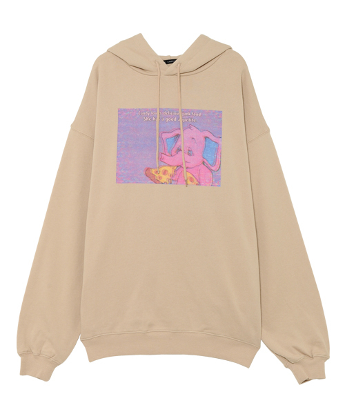 Candy Stripper（キャンディストリッパー）の「SCENE OF SNACKING SWEAT HOODIE（パーカー・レディース・ブラック/ベージュ/パープル/ピンク/アイボリー・2）」の3枚目の写真
