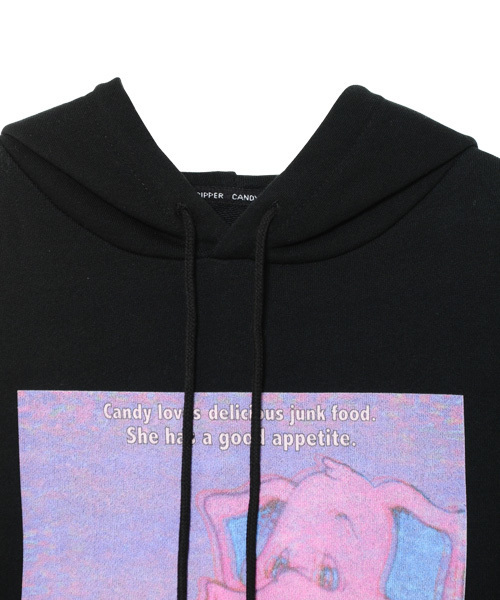 Candy Stripper（キャンディストリッパー）の「SCENE OF SNACKING SWEAT HOODIE（パーカー・レディース・ブラック/ベージュ/パープル/ピンク/アイボリー・2）」の8枚目の写真