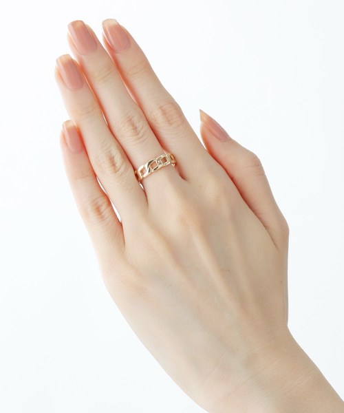 COCOSHNIK(ココシュニック)の「K10チェーンモチーフ 喜平風リング細(リング・レディース・ホワイト系その他7・12号/14号)」の4枚目の写真