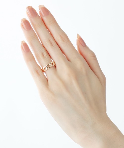 COCOSHNIK(ココシュニック)の「K10チェーンモチーフ 喜平風リング細(リング・レディース・ホワイト系その他7・12号/14号)」の3枚目の写真