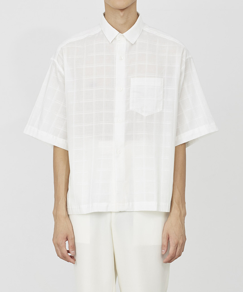 JUHA(ユハ)の「SHADOW CHECK CROP SHIRT(シャツ/ブラウス)」|ホワイト