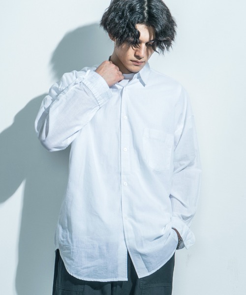 Ressaca（レサーカ）の「オーバーサイズ 長袖ブロードビッグシャツ（シャツ/ブラウス・メンズ・ベージュ系その他/ブラウン系その他/ブラウン系その他2/グレー系その他/ブルー系その他/ブルー系その他2/ホワイト/ネイビー/ブルー/ブラック系その他/ブラック・M/L/XL）」の2枚目の写真