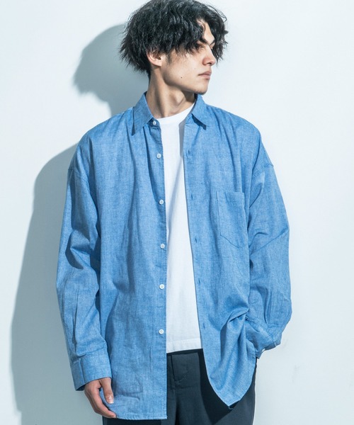 Ressaca（レサーカ）の「オーバーサイズ 長袖ブロードビッグシャツ（シャツ/ブラウス・メンズ・ベージュ系その他/ブラウン系その他/ブラウン系その他2/グレー系その他/ブルー系その他/ブルー系その他2/ホワイト/ネイビー/ブルー/ブラック系その他/ブラック・M/L/XL）」の10枚目の写真