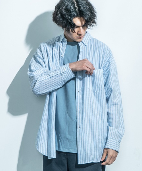 Ressaca（レサーカ）の「オーバーサイズ 長袖ブロードビッグシャツ（シャツ/ブラウス・メンズ・ベージュ系その他/ブラウン系その他/ブラウン系その他2/グレー系その他/ブルー系その他/ブルー系その他2/ホワイト/ネイビー/ブルー/ブラック系その他/ブラック・M/L/XL）」の11枚目の写真