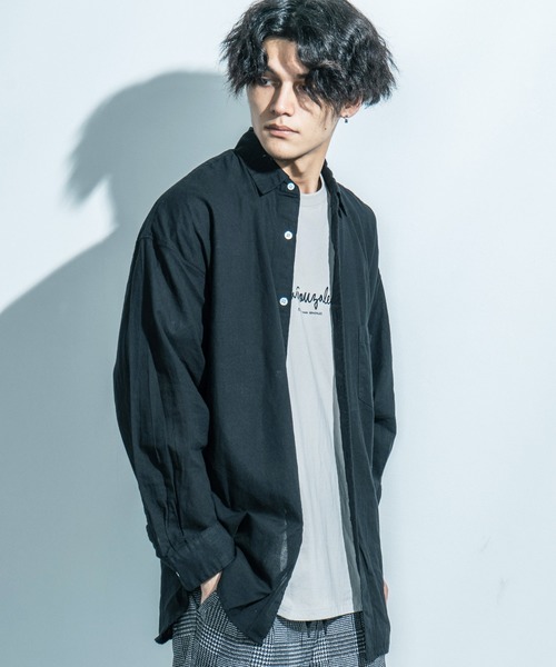 Ressaca（レサーカ）の「オーバーサイズ 長袖ブロードビッグシャツ（シャツ/ブラウス・メンズ・ベージュ系その他/ブラウン系その他/ブラウン系その他2/グレー系その他/ブルー系その他/ブルー系その他2/ホワイト/ネイビー/ブルー/ブラック系その他/ブラック・M/L/XL）」の3枚目の写真