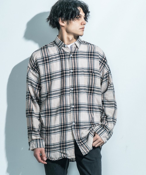 Ressaca（レサーカ）の「オーバーサイズ 長袖ブロードビッグシャツ（シャツ/ブラウス・メンズ・ベージュ系その他/ブラウン系その他/ブラウン系その他2/グレー系その他/ブルー系その他/ブルー系その他2/ホワイト/ネイビー/ブルー/ブラック系その他/ブラック・M/L/XL）」の22枚目の写真