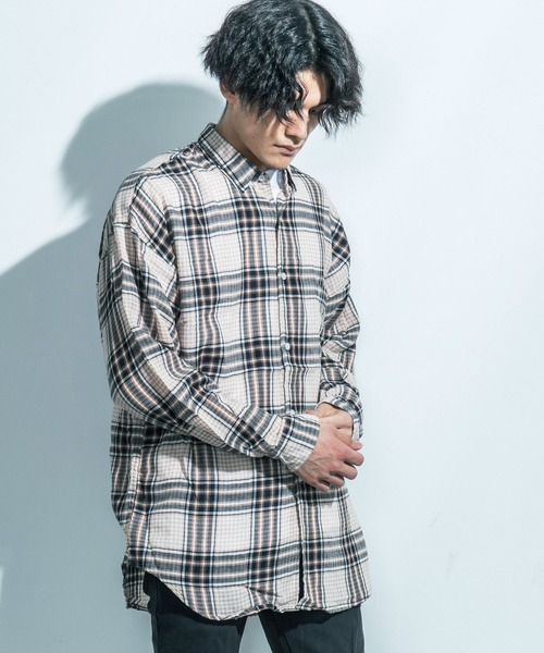 Ressaca（レサーカ）の「オーバーサイズ 長袖ブロードビッグシャツ（シャツ/ブラウス・メンズ・ベージュ系その他/ブラウン系その他/ブラウン系その他2/グレー系その他/ブルー系その他/ブルー系その他2/ホワイト/ネイビー/ブルー/ブラック系その他/ブラック・M/L/XL）」の21枚目の写真