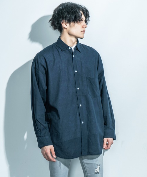 Ressaca（レサーカ）の「オーバーサイズ 長袖ブロードビッグシャツ（シャツ/ブラウス・メンズ・ベージュ系その他/ブラウン系その他/ブラウン系その他2/グレー系その他/ブルー系その他/ブルー系その他2/ホワイト/ネイビー/ブルー/ブラック系その他/ブラック・M/L/XL）」の14枚目の写真