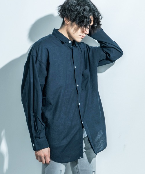 Ressaca（レサーカ）の「オーバーサイズ 長袖ブロードビッグシャツ（シャツ/ブラウス・メンズ・ベージュ系その他/ブラウン系その他/ブラウン系その他2/グレー系その他/ブルー系その他/ブルー系その他2/ホワイト/ネイビー/ブルー/ブラック系その他/ブラック・M/L/XL）」の13枚目の写真