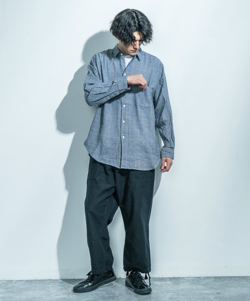 Ressaca（レサーカ）の「オーバーサイズ 長袖ブロードビッグシャツ（シャツ/ブラウス・メンズ・ベージュ系その他/ブラウン系その他/ブラウン系その他2/グレー系その他/ブルー系その他/ブルー系その他2/ホワイト/ネイビー/ブルー/ブラック系その他/ブラック・M/L/XL）」の16枚目の写真