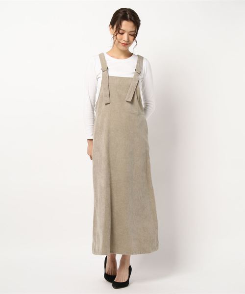 rps（アールピーエス）の「ミドルコーデュロイジャンスカ（ジャンパースカート・レディース・キャメル/ダークブラウン/ベージュ・M）」の6枚目の写真