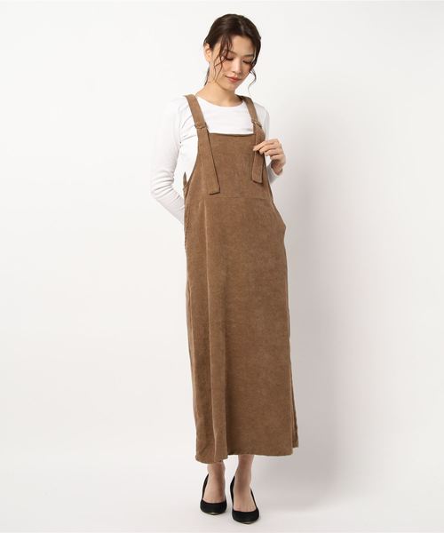 rps（アールピーエス）の「ミドルコーデュロイジャンスカ（ジャンパースカート・レディース・キャメル/ダークブラウン/ベージュ・M）」の8枚目の写真