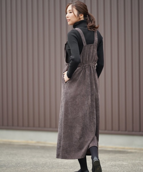 rps（アールピーエス）の「ミドルコーデュロイジャンスカ（ジャンパースカート・レディース・キャメル/ダークブラウン/ベージュ・M）」の11枚目の写真