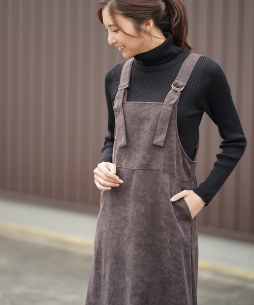 rps（アールピーエス）の「ミドルコーデュロイジャンスカ（ジャンパースカート・レディース・キャメル/ダークブラウン/ベージュ・M）」の14枚目の写真