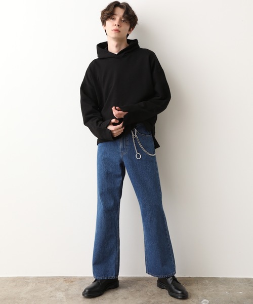 JUNRED（ジュンレッド）の「【WEB別注アイテム】11オンスデニムフレアパンツ（デニムパンツ・メンズ・ブラック/ネイビー/サックスブルー・S/M/L）」の16枚目の写真