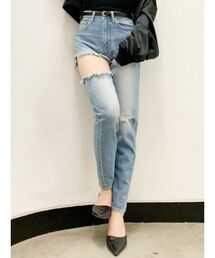 GYDA | SIDE RIPPEDペグトップデニムパンツ(デニムパンツ)