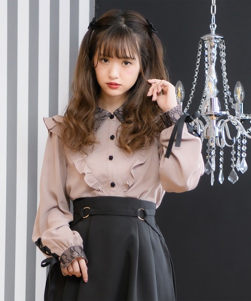 ★新品★ ROJITA 袖リボンヨーク衿レースブラウス ★ ロジータ ROJITA 袖リボンヨーク衿レースブラウス （ホワイト