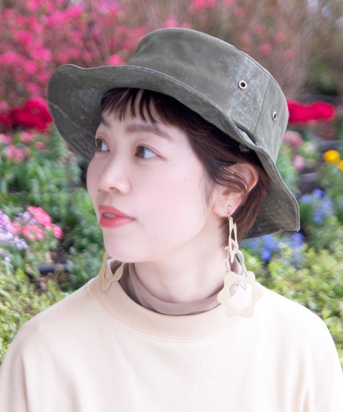 polcadot(ポルカドット)の「【Ruben】PAINT BUCKET HAT/ペイント プリント バケットハット(ハット・レディース・ホワイト/ブラック/マスタード/カーキ・FREE)」の4枚目の写真