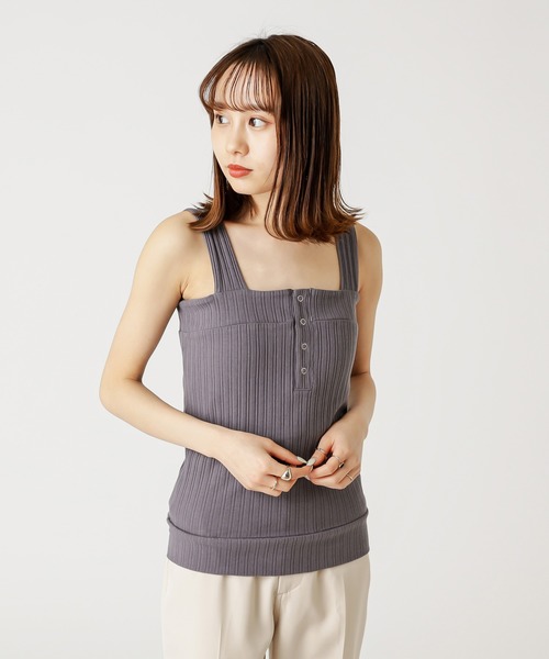 mystic（ミスティック）の「リブヘンリーキャミソール（キャミソール・レディース・チャコールグレー/ブラック/オフホワイト/モカ・FREE）」の3枚目の写真