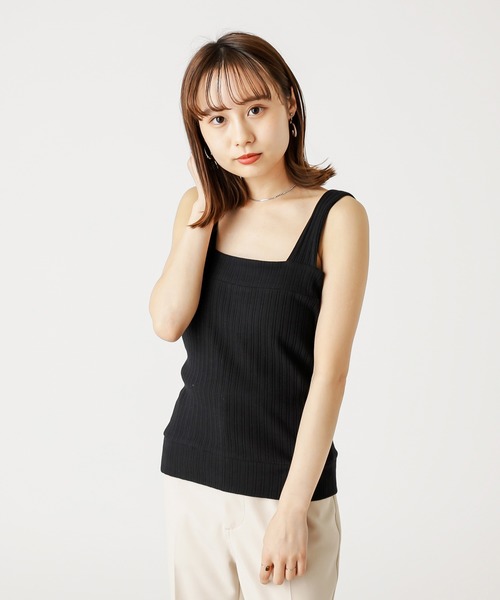 mystic（ミスティック）の「リブヘンリーキャミソール（キャミソール・レディース・チャコールグレー/ブラック/オフホワイト/モカ・FREE）」の2枚目の写真