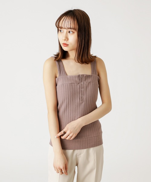 mystic（ミスティック）の「リブヘンリーキャミソール（キャミソール・レディース・チャコールグレー/ブラック/オフホワイト/モカ・FREE）」の4枚目の写真