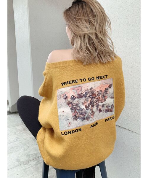 GYDA(ジェイダ)の「カラーグラフィックニット トップス(ニット/セーター・レディース・アイボリー/ブラック/マスタード/ブラウン・FREE)」の4枚目の写真