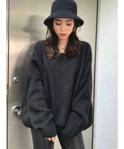 GYDA(ジェイダ)の「カラーグラフィックニット トップス(ニット/セーター・レディース・アイボリー/ブラック/マスタード/ブラウン・FREE)」の7枚目の写真